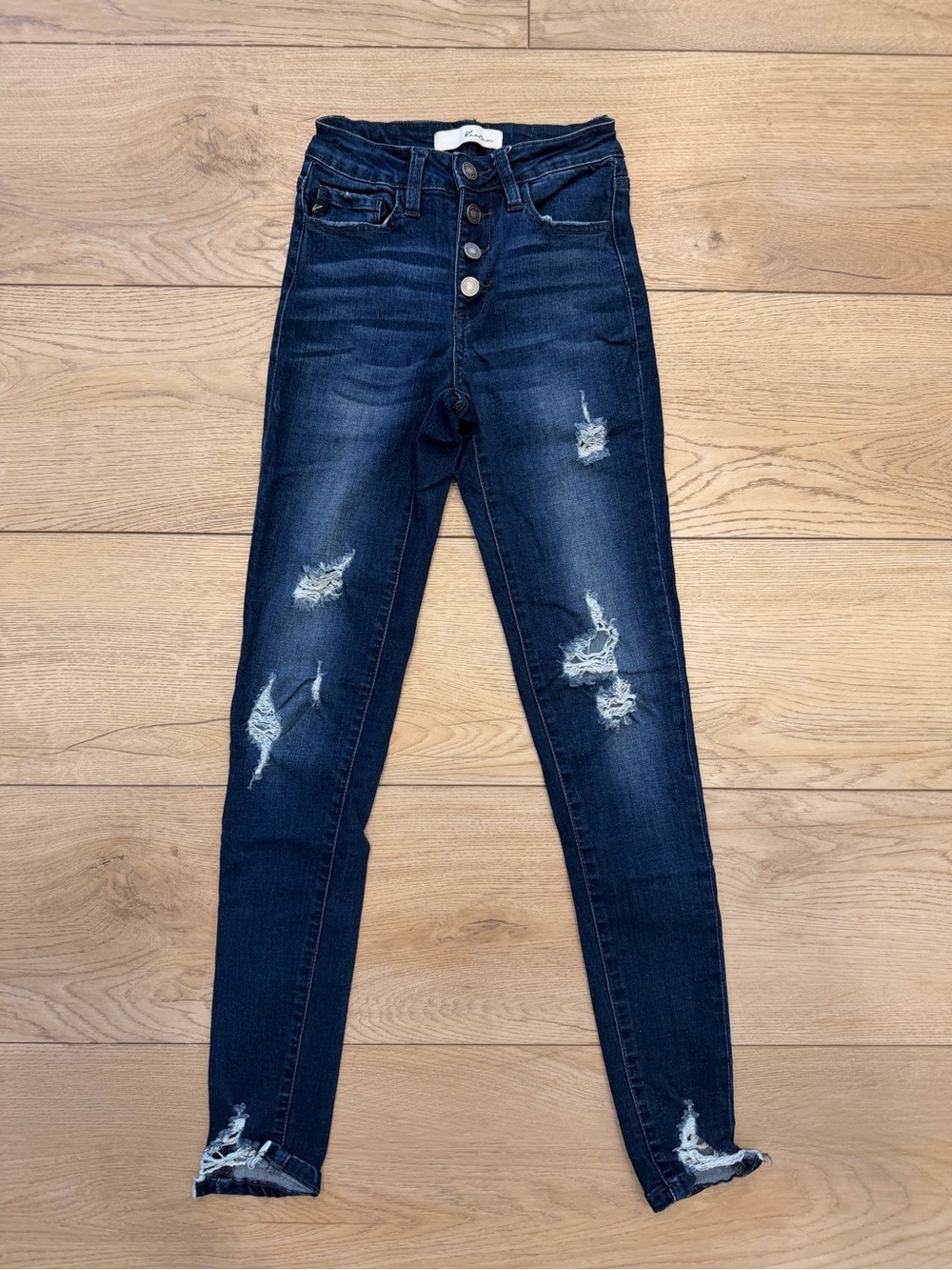 KanCan Dark Blue Distressed High-Rise Skinny Jeans
